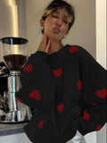Printed Heart Knitted Sweater
